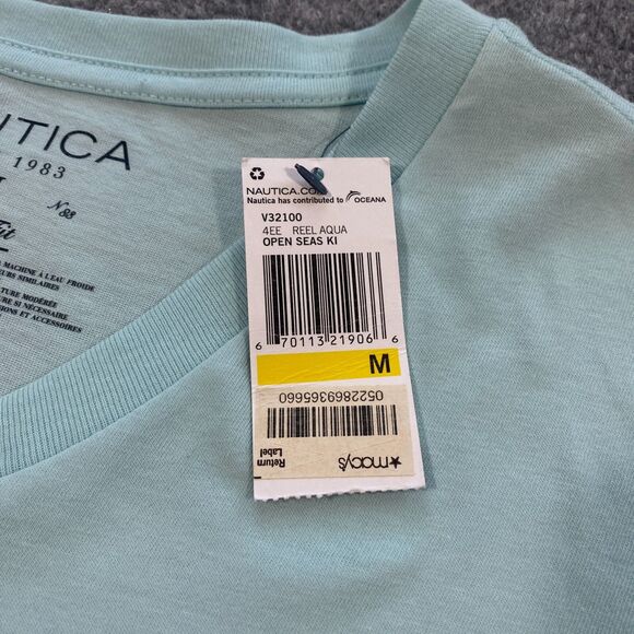 Nautica Reel Deal Tavern V-Neck Shirt Adult Medium Blue Beachcomber Island Fiji - Picture 14 of 16